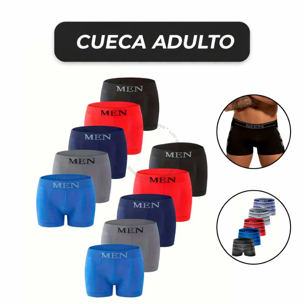 Kit 10,8 ou 3 Cuecas Boxer Microfibra Masculina Adulto Premium