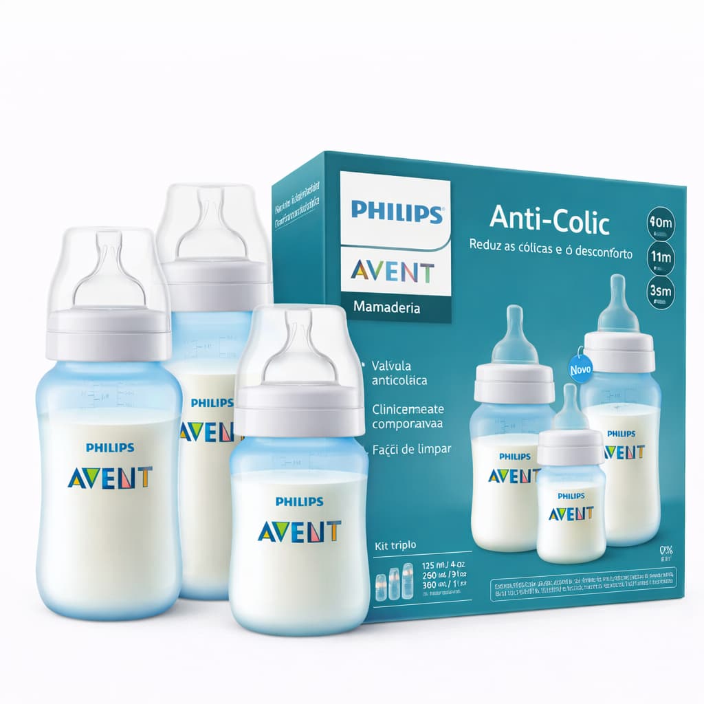 Kit 3 Mamadeiras Azul Clássica Anticólica 125/260/330ml - PHILIPS AVENT