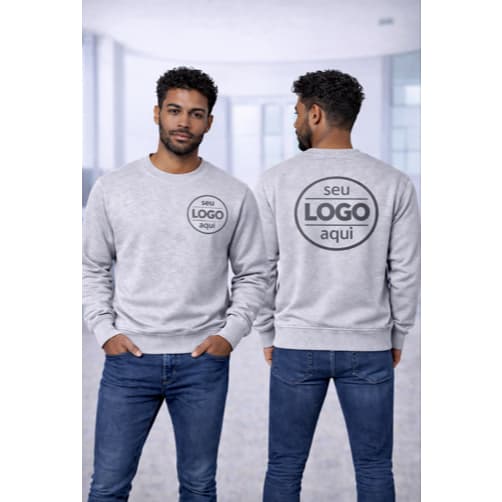 Moletom Careca Personalizado com Sua Logo  Unissex  Frente e Costas