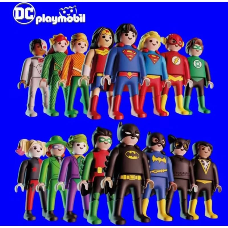 Bonecos colecionáveis kinder ovo play mobil Dc