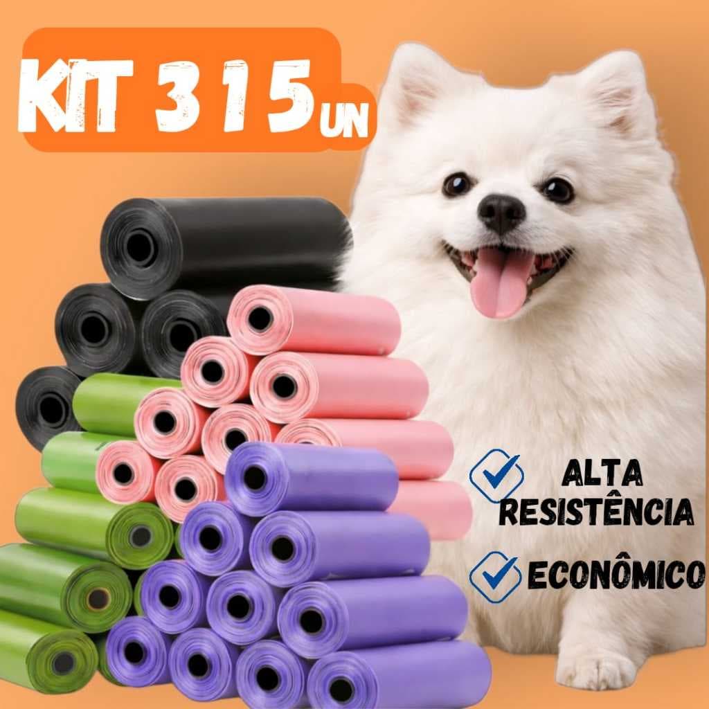 315 Pcs Refil Cata Coco Sacolas Saquinhos Biodegradável Prático Para Pet