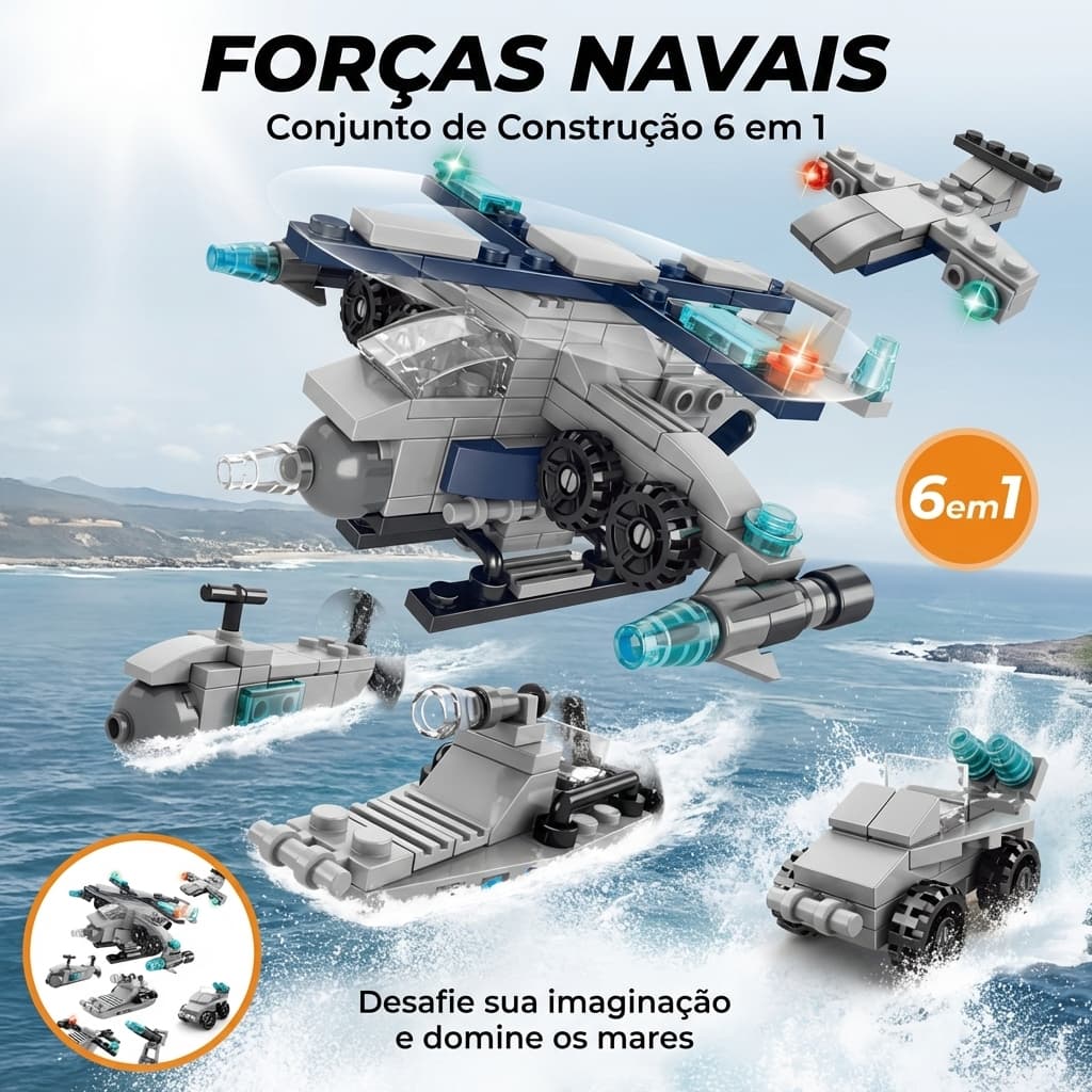🎁 Kit Blocos de Montar 6em1 Miniatura Veículos Brinquedo Educativo Colecionável Frete Grátis BR