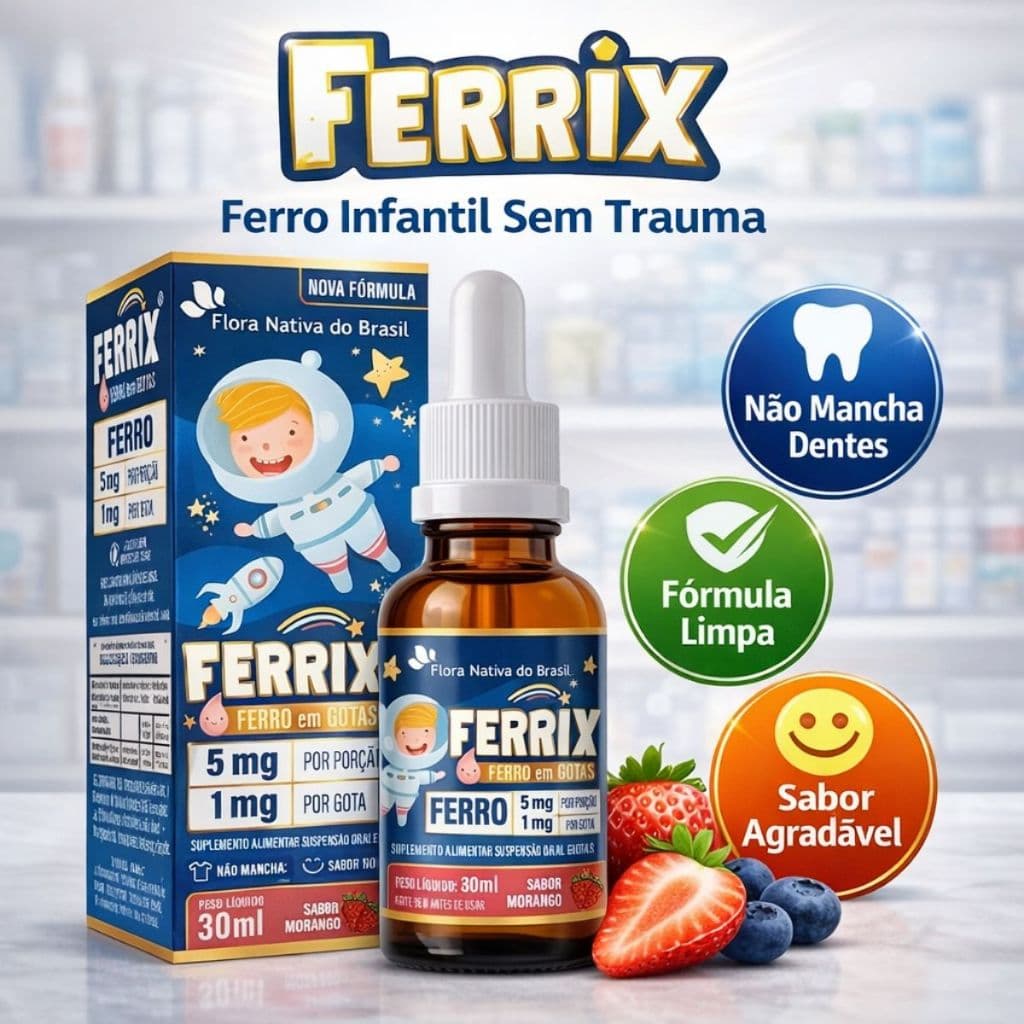 Ferro em Gotas Ferrix Prime Drops 30ml – Suplemento para Bebês e Crianças, Não Mancha, Saborizado