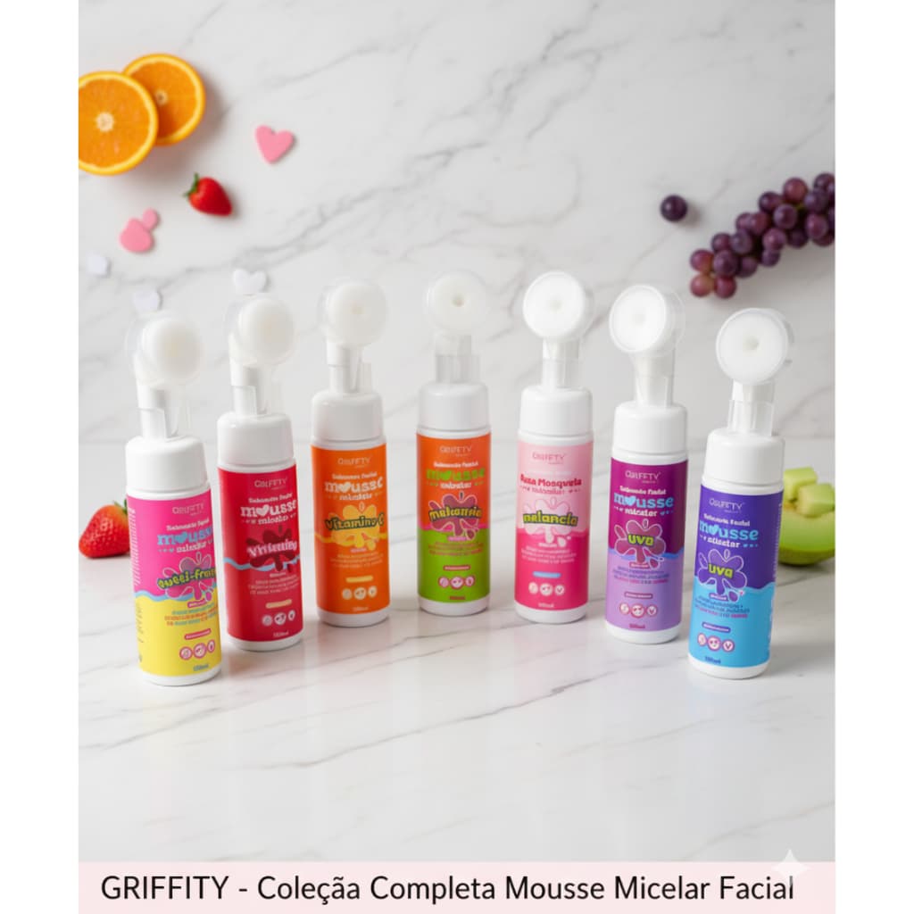 Sabonete Facial Mousse Limpeza Micelar Griffity Skincare  Vegano Vitamina C Rosa Mosqueta Acido Hialurônico Demaquilante