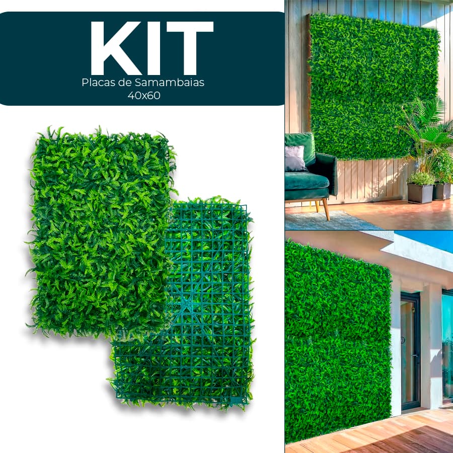 Placas Samambaia 40x60 Grama Artificial Jardim Vertical Parede Verde Decoração Muro inglês