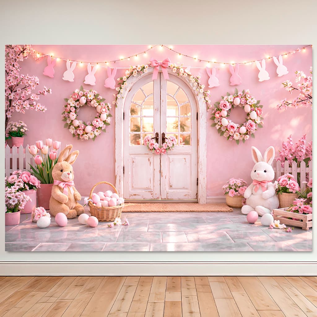 Fundo Fotográfico em Tecido Sublimado Páscoa Coelhinho Newborn 1,5x2,2 Mt