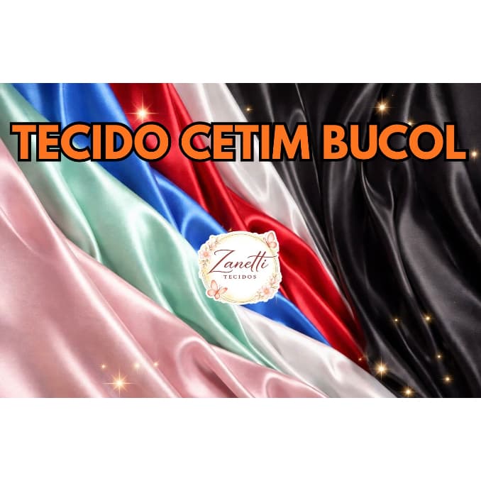 Tecido Cetim Bucol - 1,47m de largura, 100% Poliéster