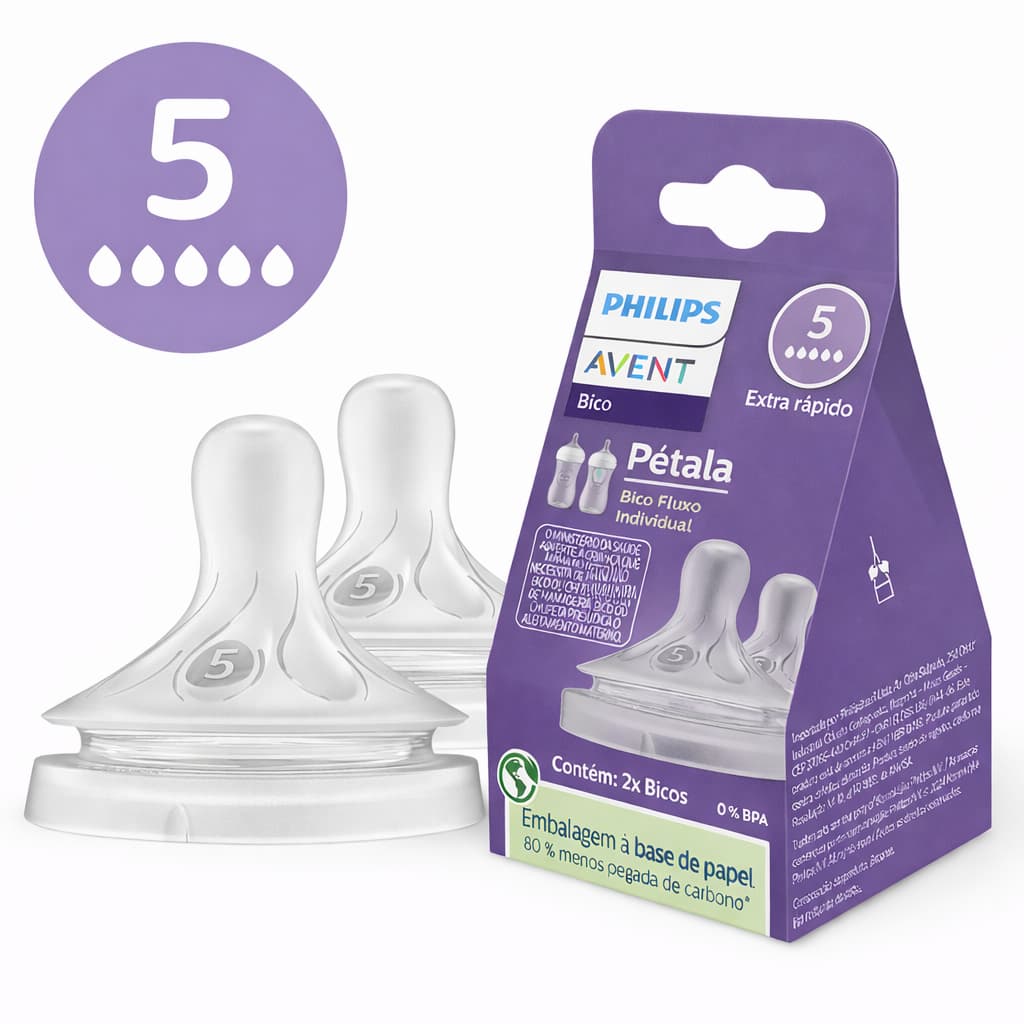 Bico De Mamadeira Pétala 3.0 N°5 T5 - 6m+ 2 Unidades Philips Avent