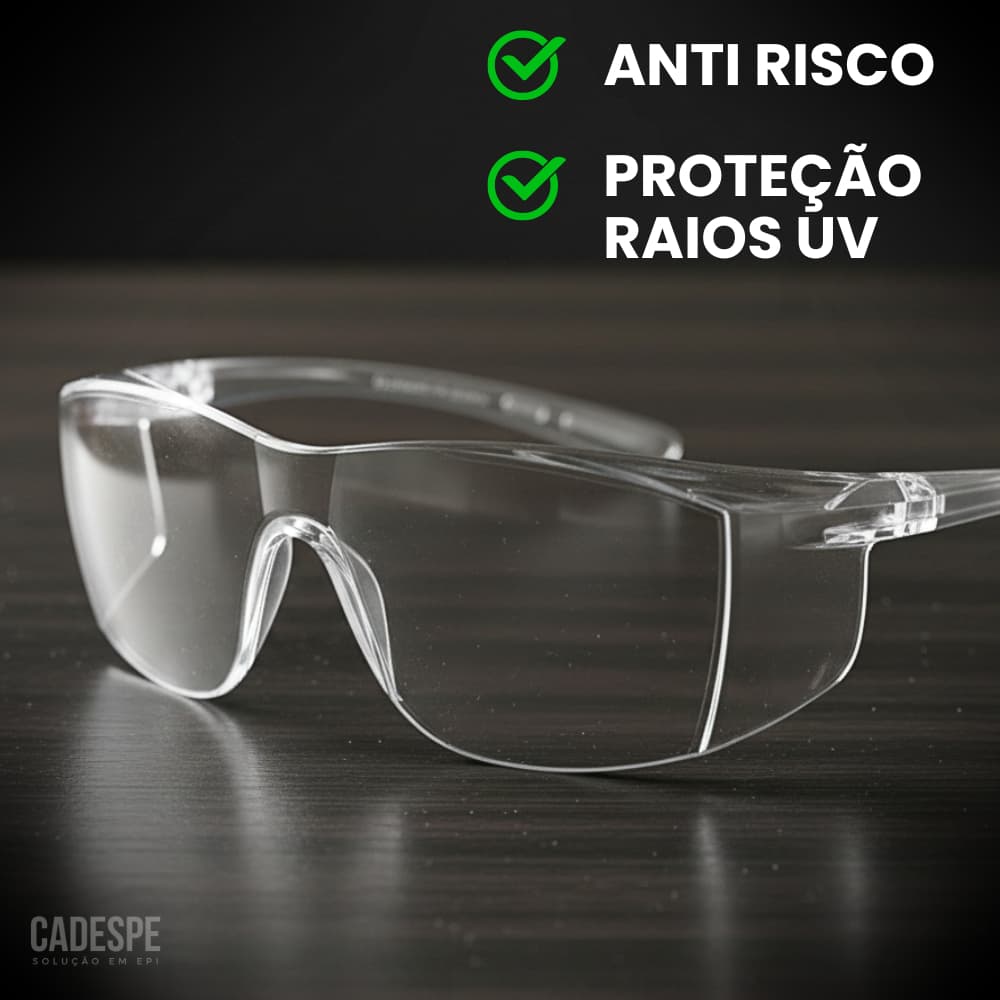 Óculos De Proteção Raios UV Antirrisco Laboratório Epi Obra Trabalho Segurança - Ca 30013