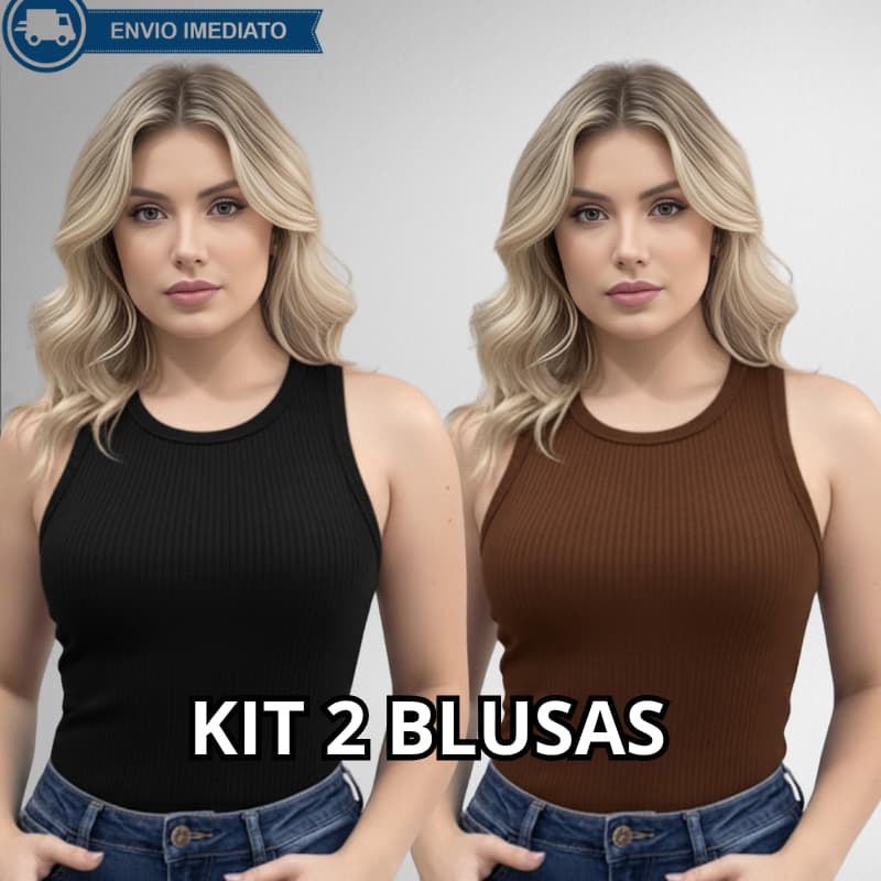 KIT 2 Regata Feminina Canelada  Premium Blusinha Básica Estilosa Casual