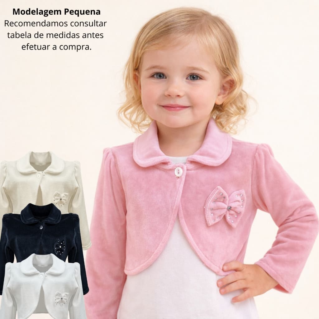 Bolero Casaco Casaquindo de Plush Inverno Infantil Menina Casamento Formatura Batizado