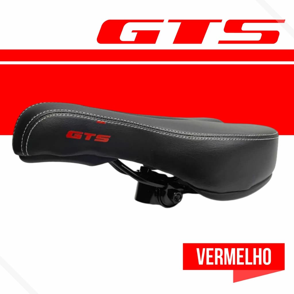 Banco Selim MTB Vazado Confortável Preto Anti-Prostático Couro ECO - GTS-TEC