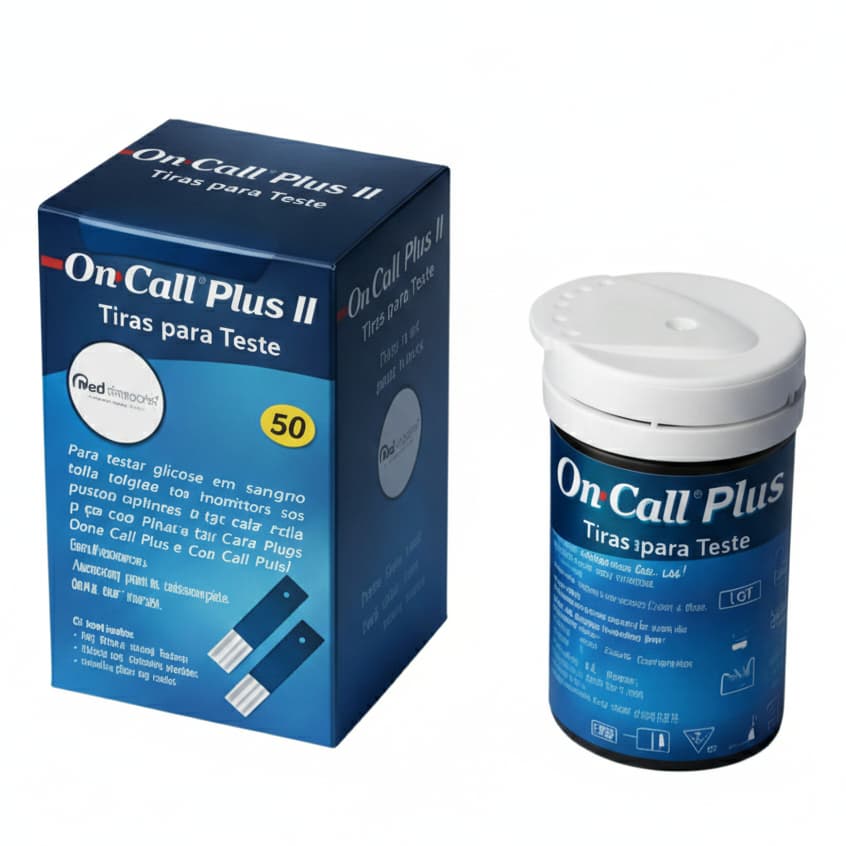 50 Tiras On Call Plus II Glicose Medir Glicemia Fita Teste Original
