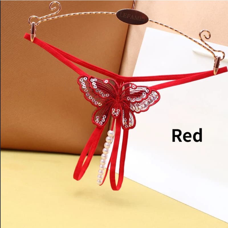 tanga pérola calcinha femenina sexy borboleta fio dental tesao casal