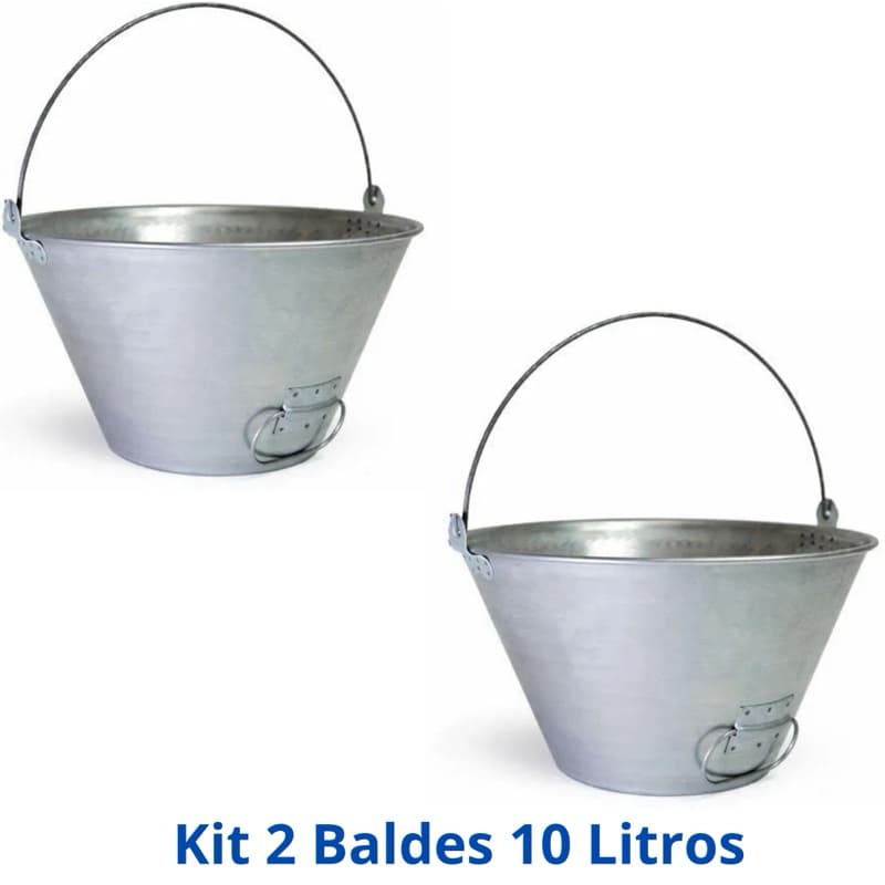 kit 2 Baldes 10 Litros Aço Galvanizado Multiuso Extra Forte direto da Fábrica
