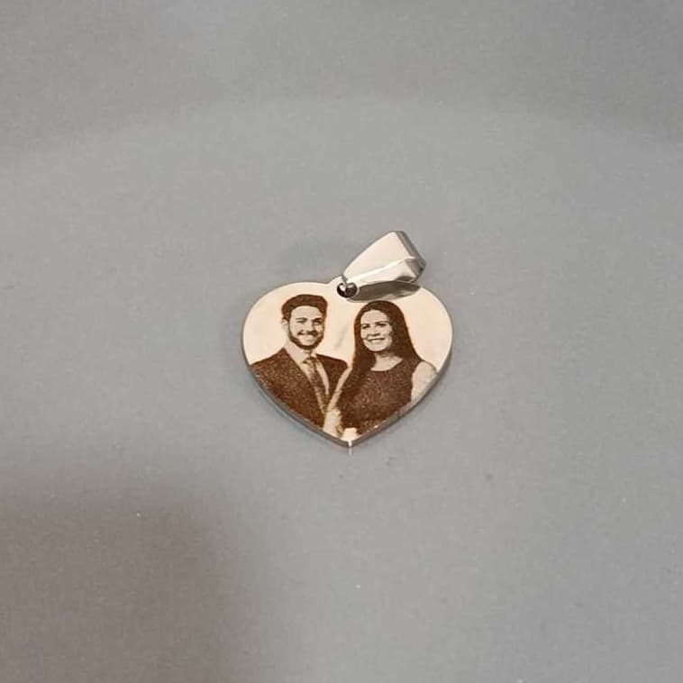Pingente de Coração Personalizado Com Foto Ultra Realista de Aço Inox
