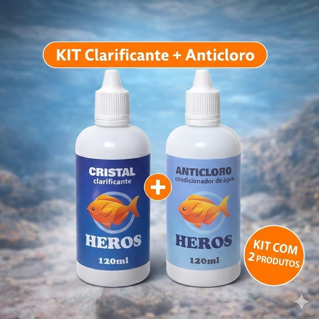 Kit Clarificante 120ml e Anticloro 120ml - Água Cristalina e Segura para Seus Peixes