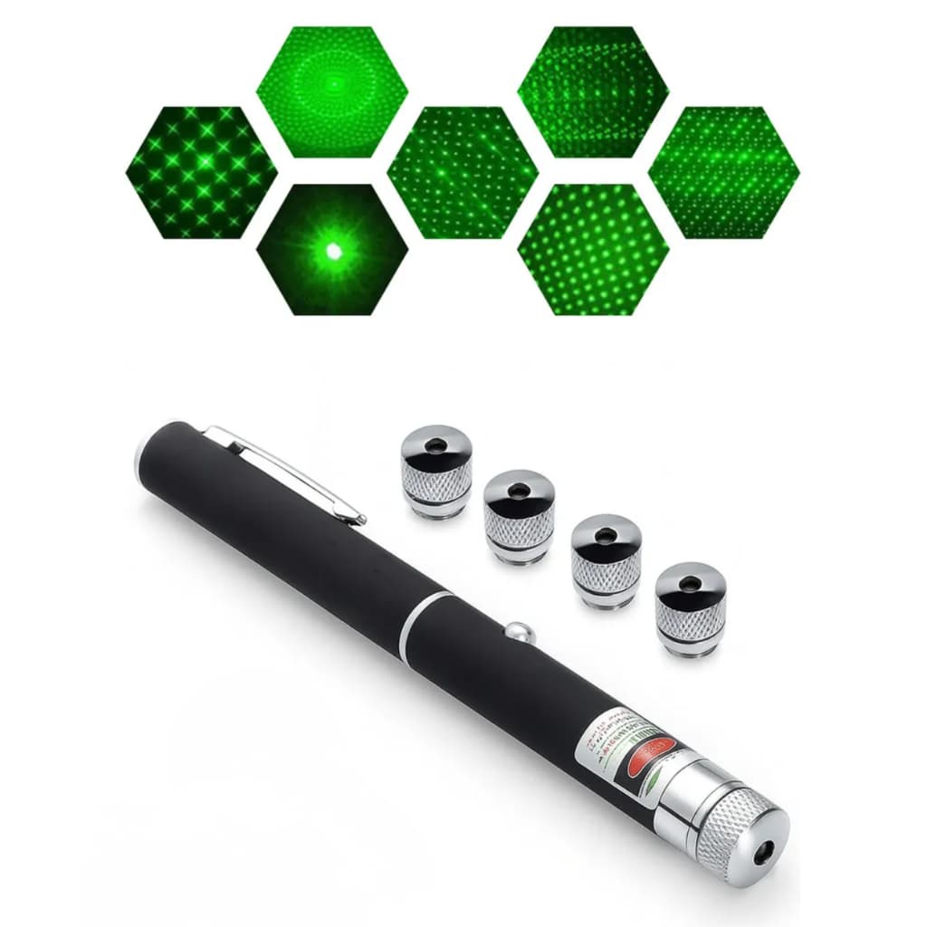 Caneta Laser Verde Profissional Potente Green Laser Pointer Astronomia Engenharia Alcance Longo 5 Pontas Estojo