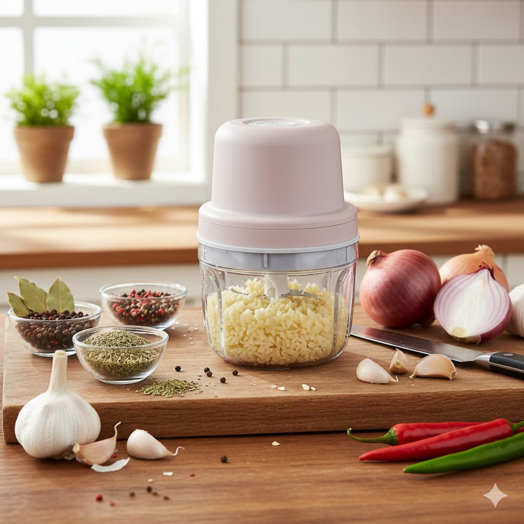 Mini Processador Alimentos Moedor Elétrico Alho Cebola e Nozes Sem Fio Recarregável Bivolt Potente