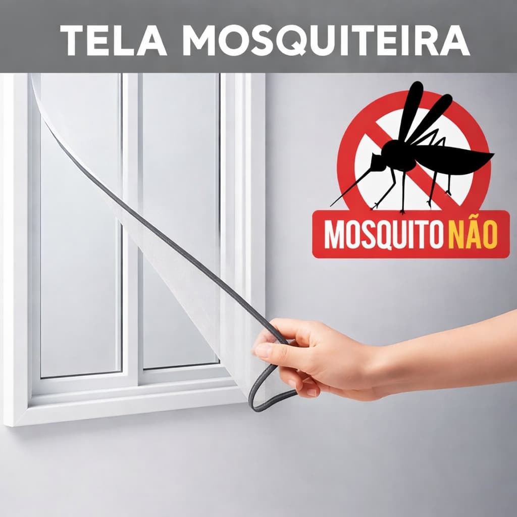Tela Mosquiteiro – 1, 2, 3 ou 4 Unidades Para Janela com Velcro Ajustável - 1,30x1,50 e 1,50x1,80
