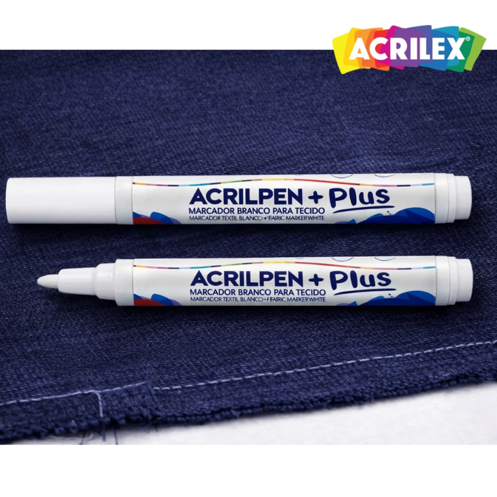 Caneta Marcador Tecido Roupas Acrilpen Plus Acrilex Branca