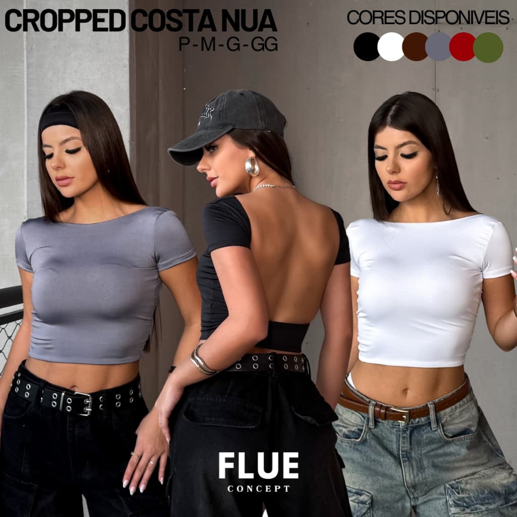 Cropped Costa Nua Feminino Suplex Premium Forrado Não Transparente Baby Tee P M G GG Envio Imediato