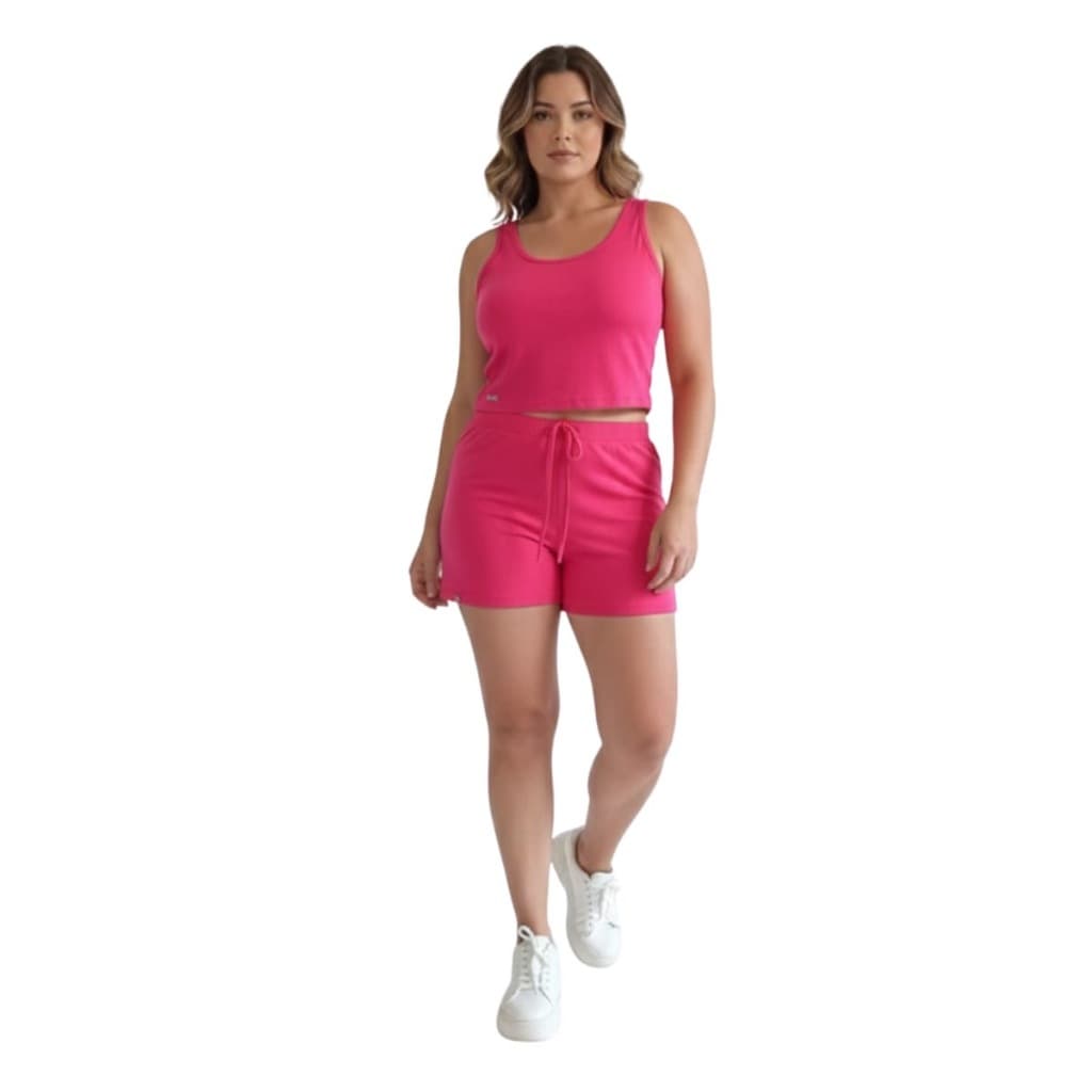Conjunto Feminino Malha Fria Regata e Short Não Amassa Não Desbota e Seca Rápido