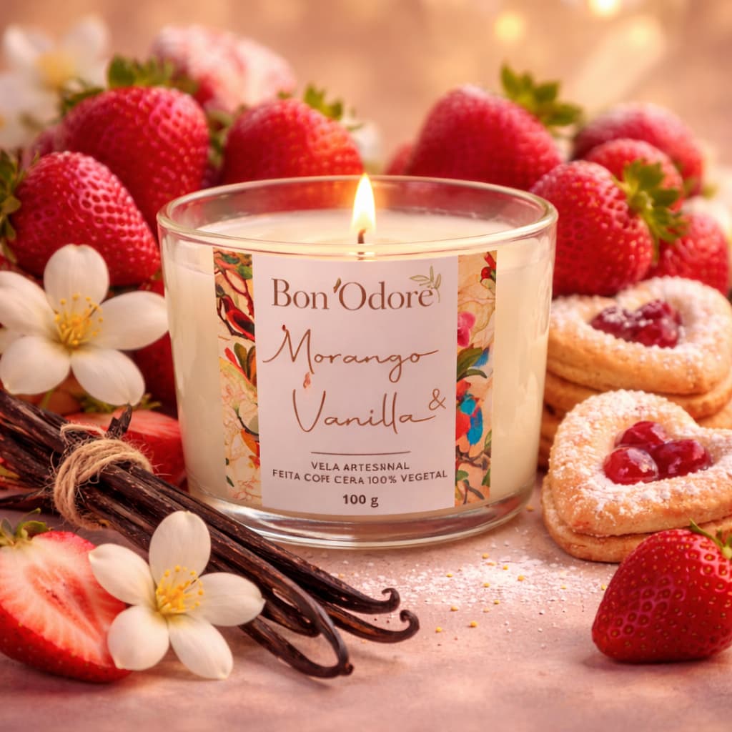 Vela Aromática Artesanal - Linha PREMIUM - 100 gr - Bon ´Odore Inspirações - 100 % artesanal com Cera de coco Premium