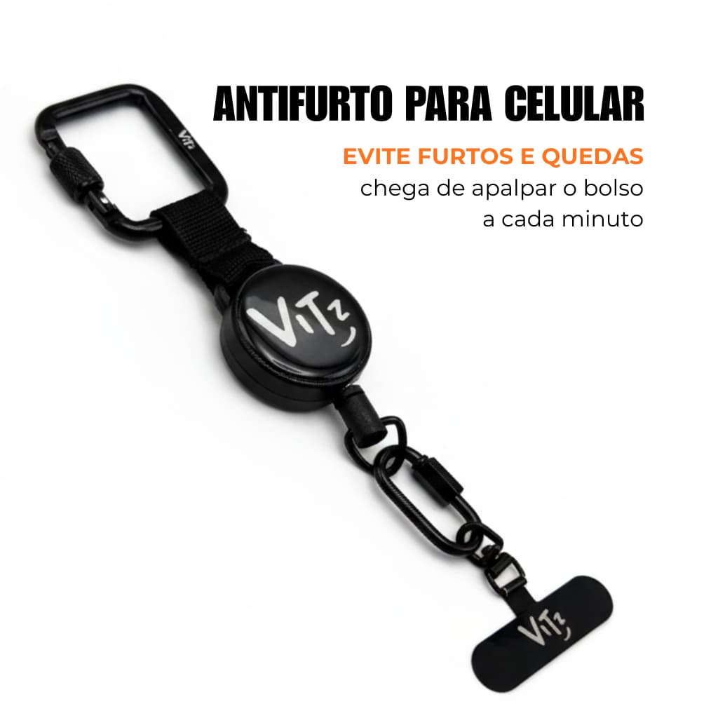 Trava Antifurto para Celular com Cabo de Aço Retrátil Vitz | Segurança para Festas, Shows e Viagens