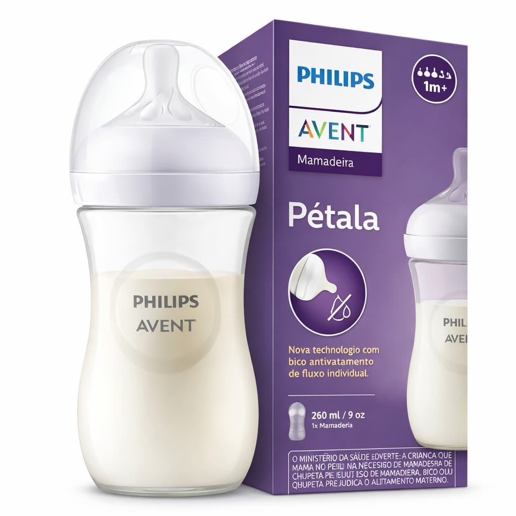 Mamadeira Pétala Avent 3.0 Transparente 260ml 3-6m Philips Avent