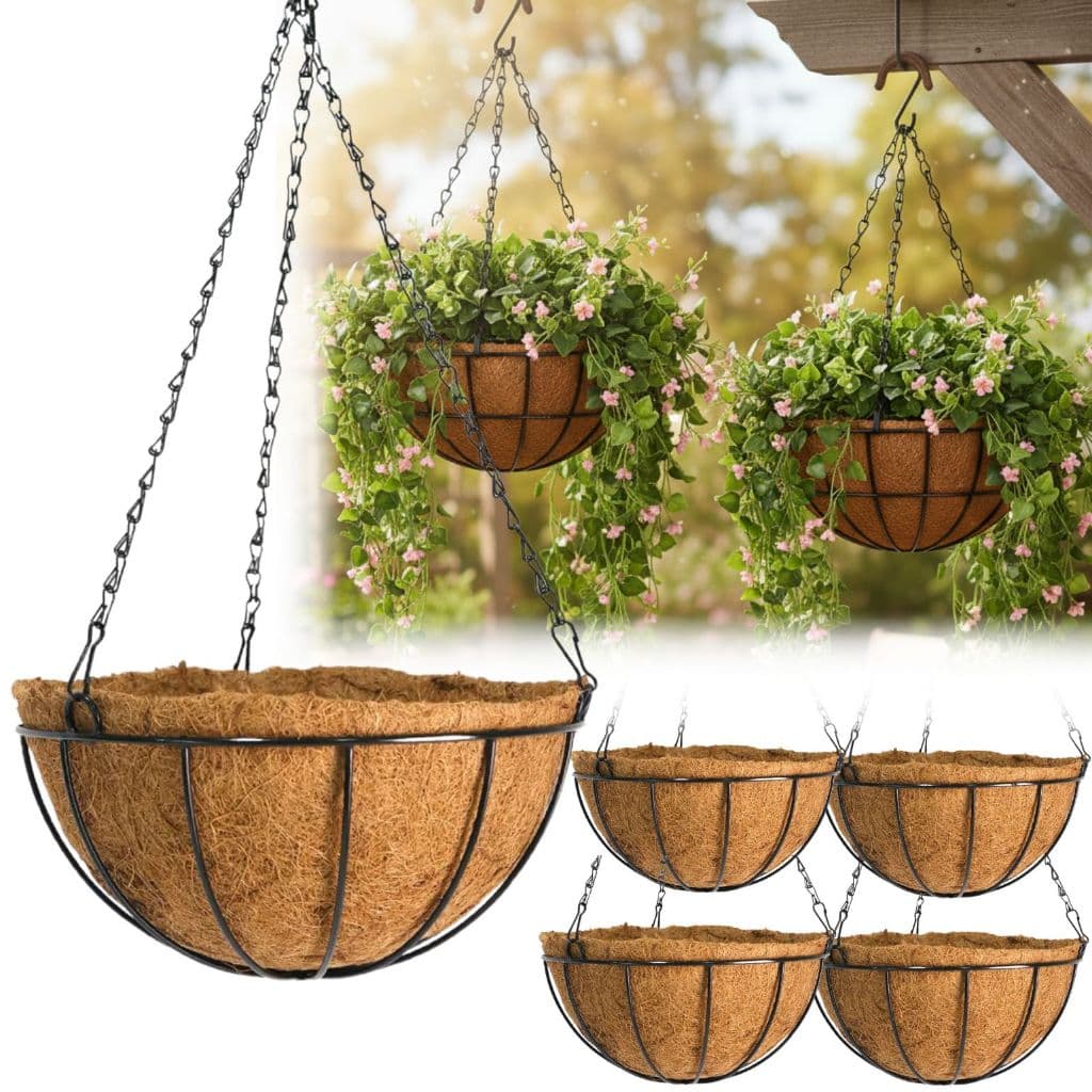 Kit 1/2/3/4/5 Vaso Fibra De Coco Pendurar Com Pendente de Ferro Decoração Para Plantas