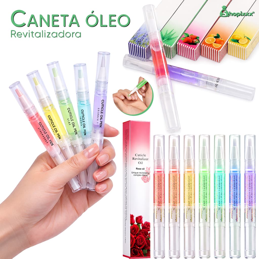 Kit 24 Caneta Óleo Hidratante 12, 6 ou 3 Cutículas Revitalizador De Unha Sabor Fragrância Flores e Frutas Unhas