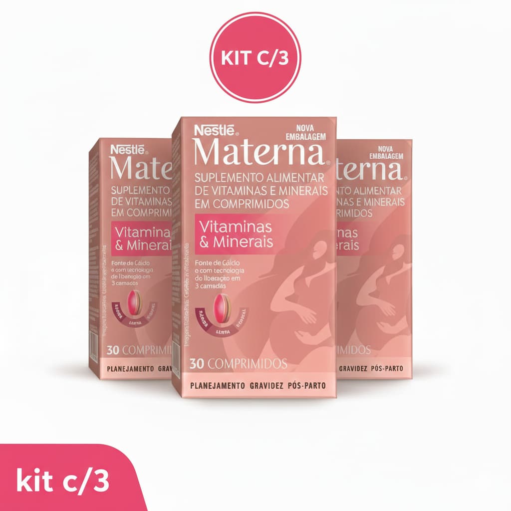 KIT C/3 Polivitamínico Materna para Gestantes 30 comprimidos