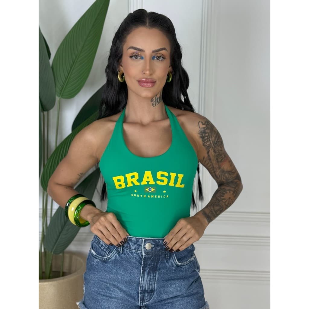 Blusinha Brasil Copa 2026 Frente Ùnica Suplex Poliamida