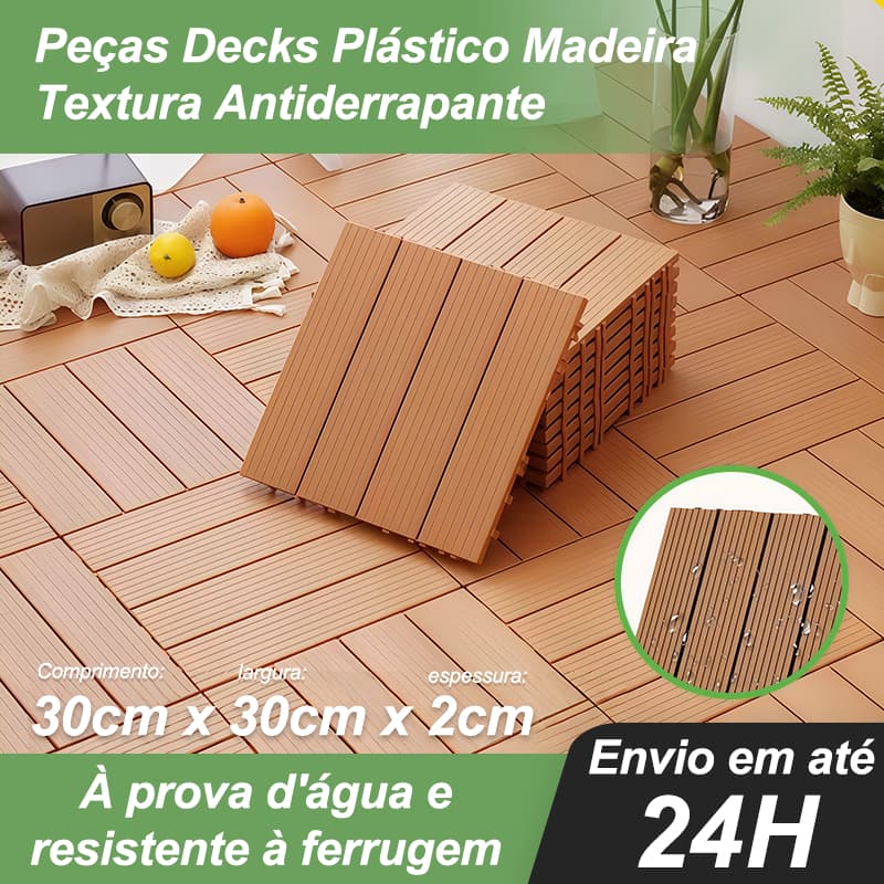 22/44 Peças (2/4㎡) Decks Plástico Madeira Textura Antiderrapante 30cm x 30cm Pallet Modular