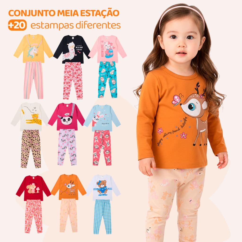 Kit Sortido 2, 4 ou 6 Peças de Roupas Feminino Infantil Inverno e Meia estação ou 4 Peças de Roupa Menina