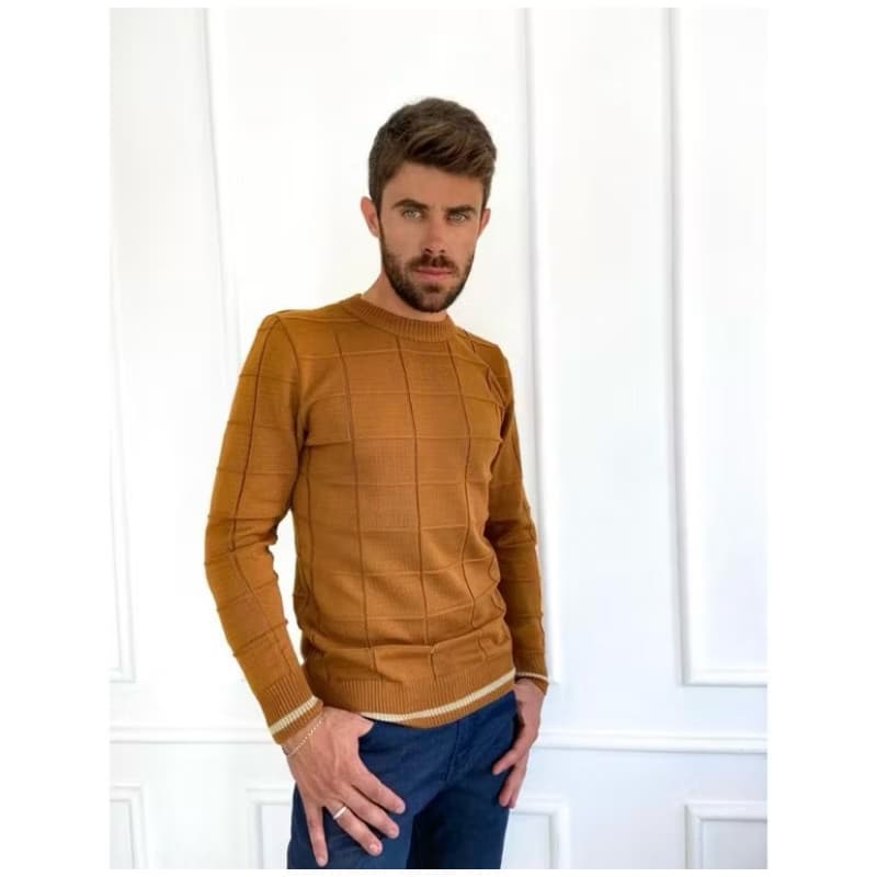 Blusa Suéter Masculino Quadriculado tricot malha alta qualidade