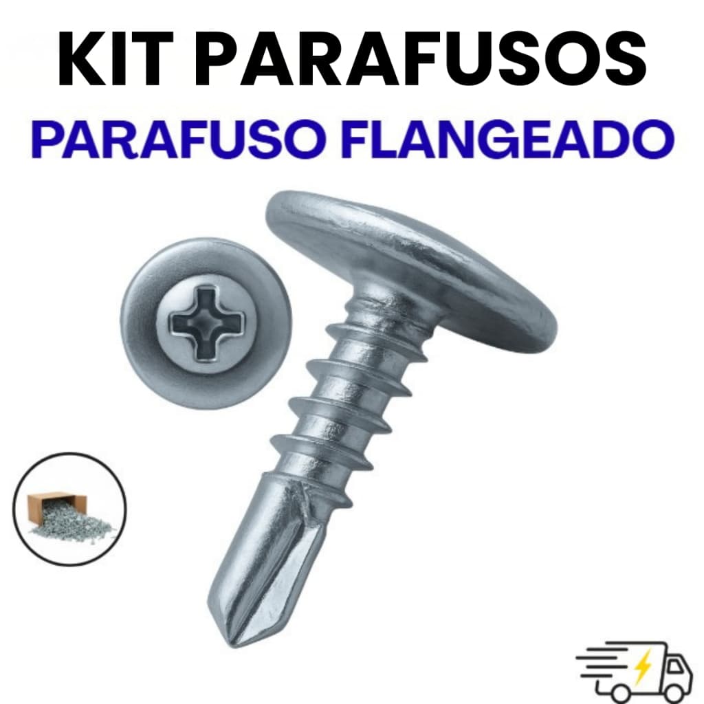 Kit Parafuso Auto Brocante Flangeado Philips 4,2x13 Para Parede Fixação