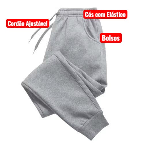 Calça De Moletom Masculina e Femenina Unissex Tecido Pelúcia Grosso Ideal Para Inverno Cinza e Preta