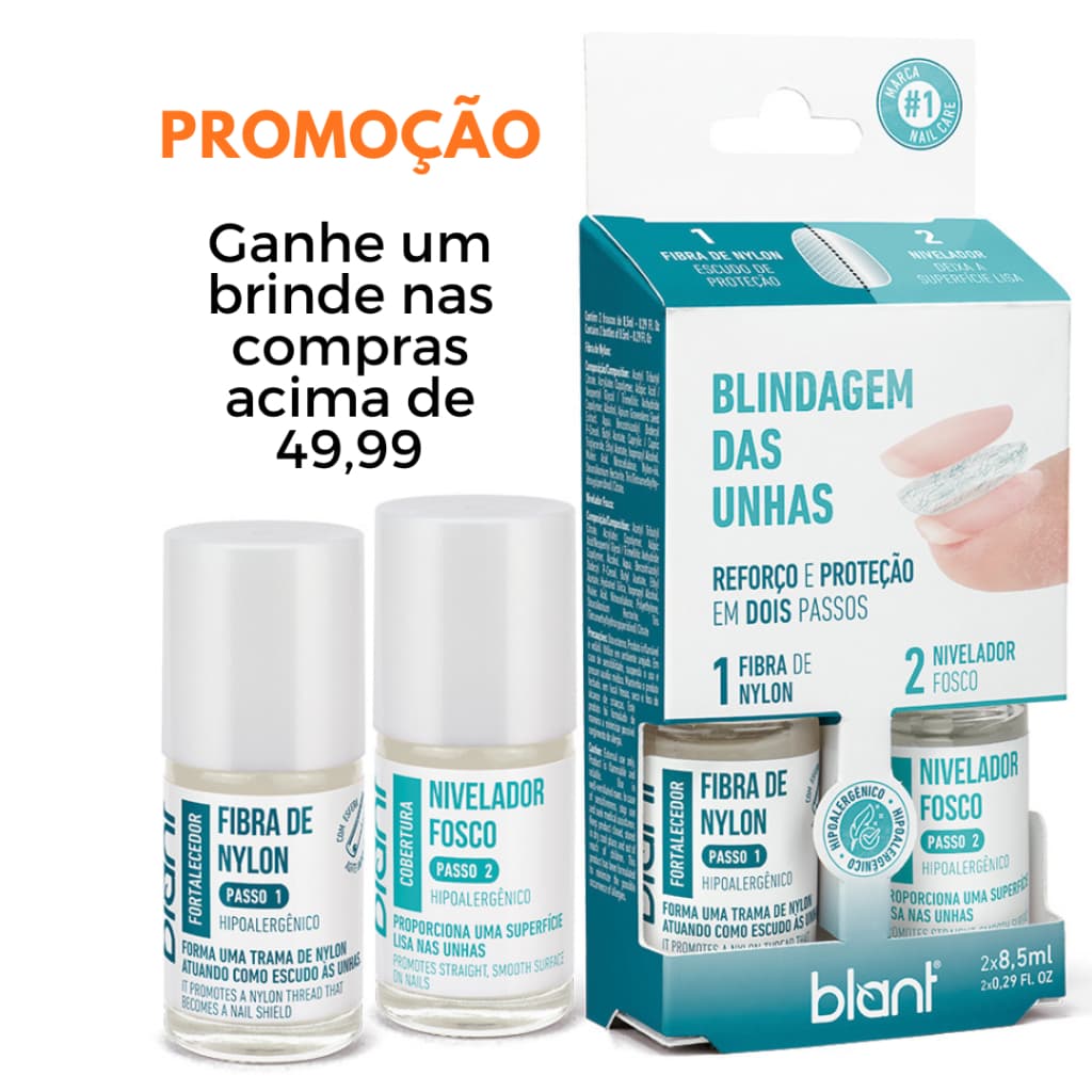Blindagem das Unhas 2x1 (Fibras de Nylon + Nivelador) Hipoalergênica Blant
