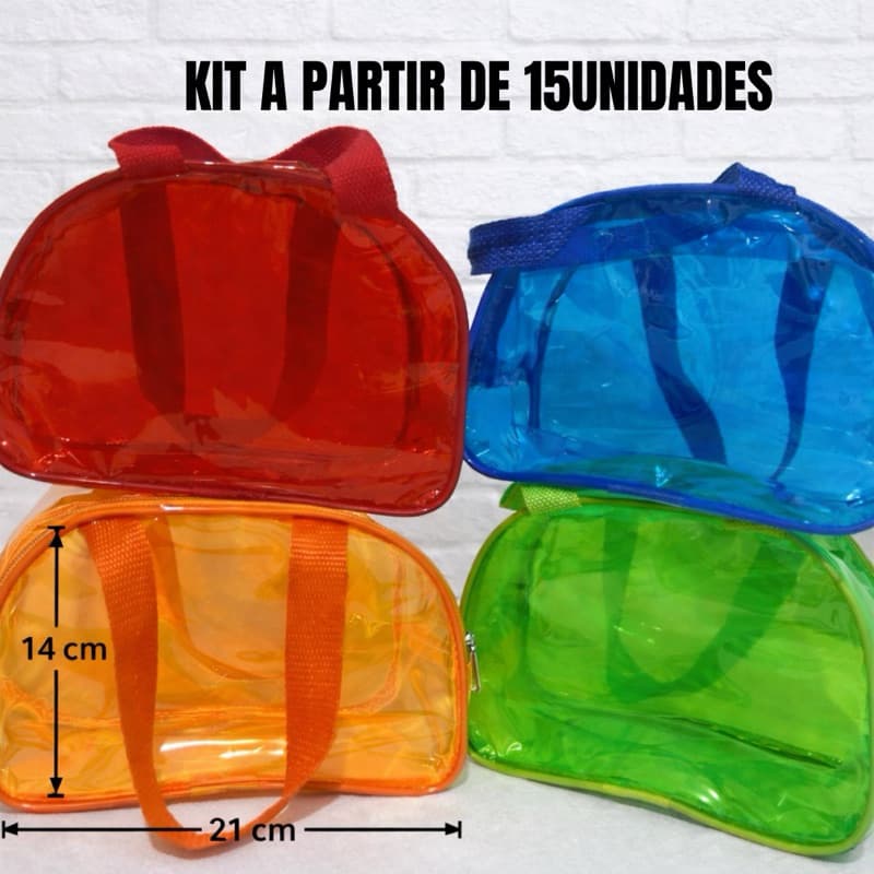 KIT COM 15 20 25 MALETINHA MEIA LUA Transparente Plástico Cristal Lembrancinha Festas