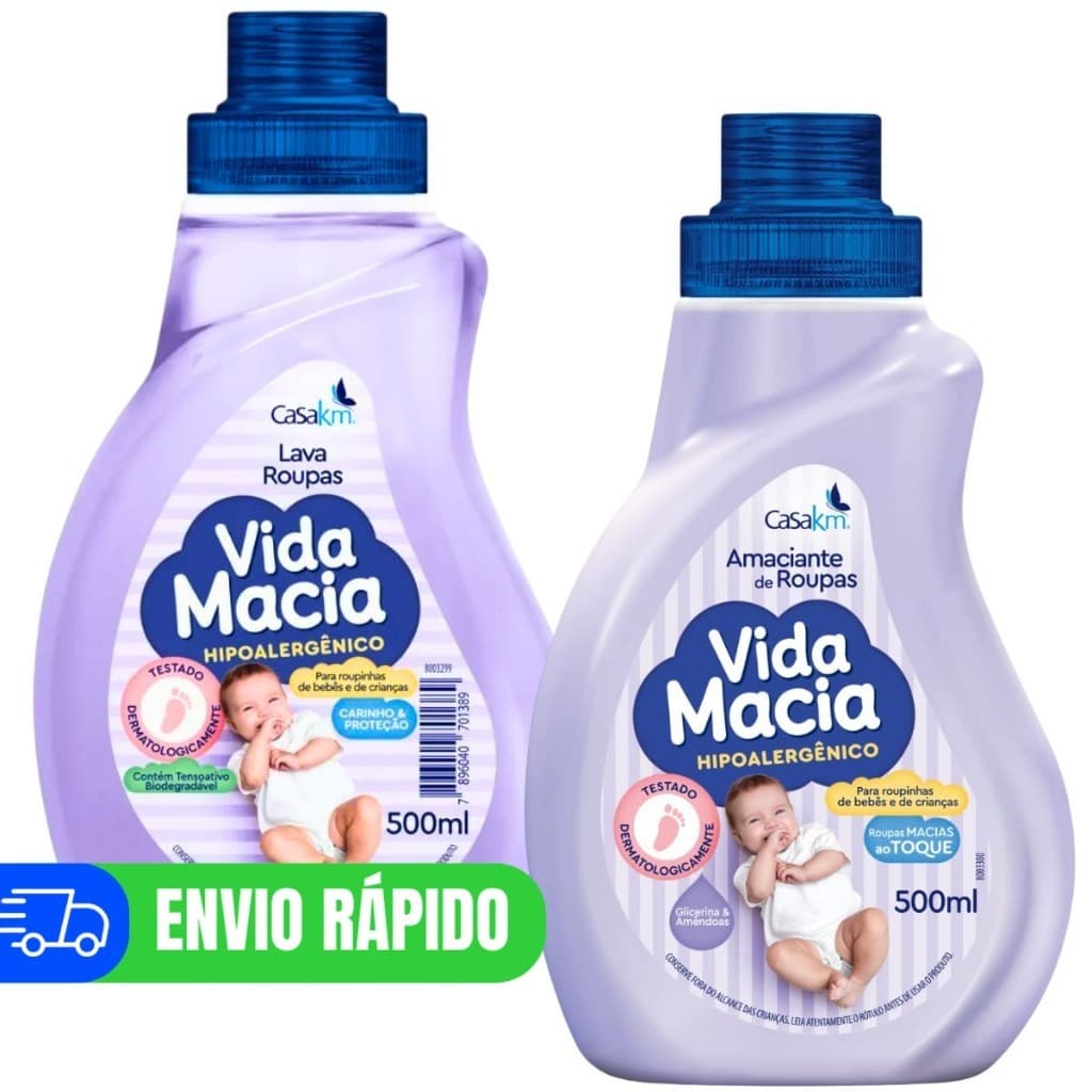 Kit Vida Macia Sabão Líquido 500ml e Amaciante 500ml