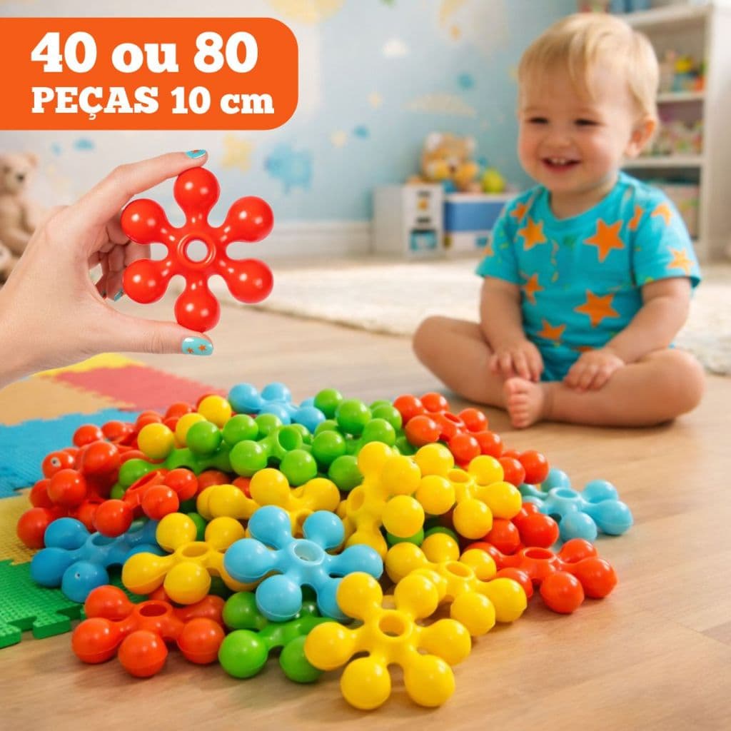 Brinquedo Educativo Esfera 40/80 Peças Grandes Brinquedo Montar Estrela Jogo Encaixe Escolar