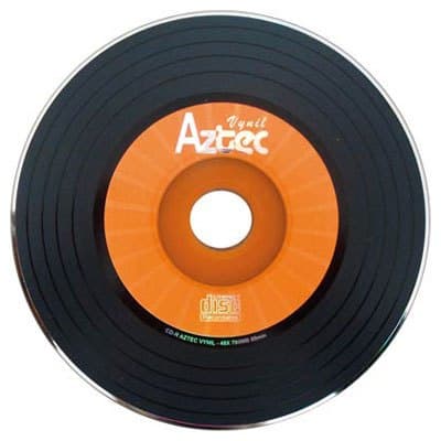 Kit 05 CDs 700 Mb Cor Laranja - Marca Aztec - com logomarca, estilo Discos de Vinyl + Envelopes
