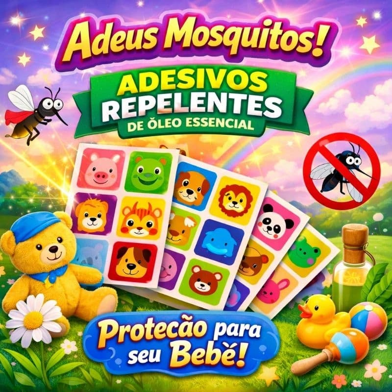 Adesivo Repelente de Insetos e Mosquitos Citronela - Desenhos Animados + Kits 36, 72 e 180