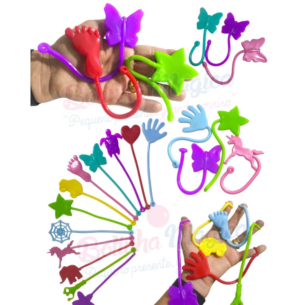 50 Geleca Gruda Pega Tazo Estica Puxa Para Kit Festa Brinquedo Infantil Prenda Lembrancinha Prenda