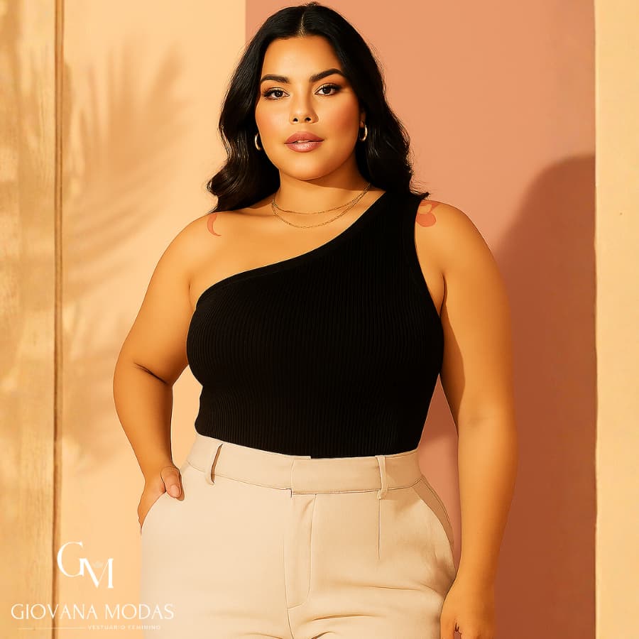 Blusa Regata Moda Plus Size Feminina Estilosa Mula Manca Ombro só Canelado Promoção Top Envio Imediato