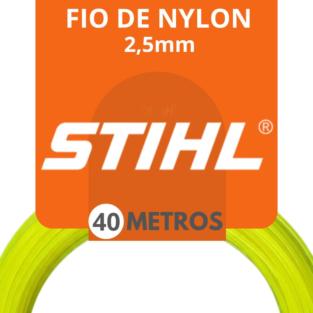 Fio de Nylon 2,5mm ou 2,0mm Redondo Carretel de Roçadeira 40, 30, 20, 15, 10 e 5 Metros Cortador de Grama