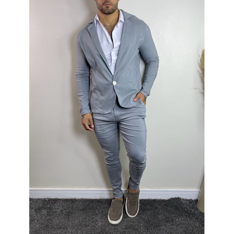 kit Conjunto Blazer E Calça Alfaiataria azul marinho  Masculino Slim 2 peças Calça Blazer dupl