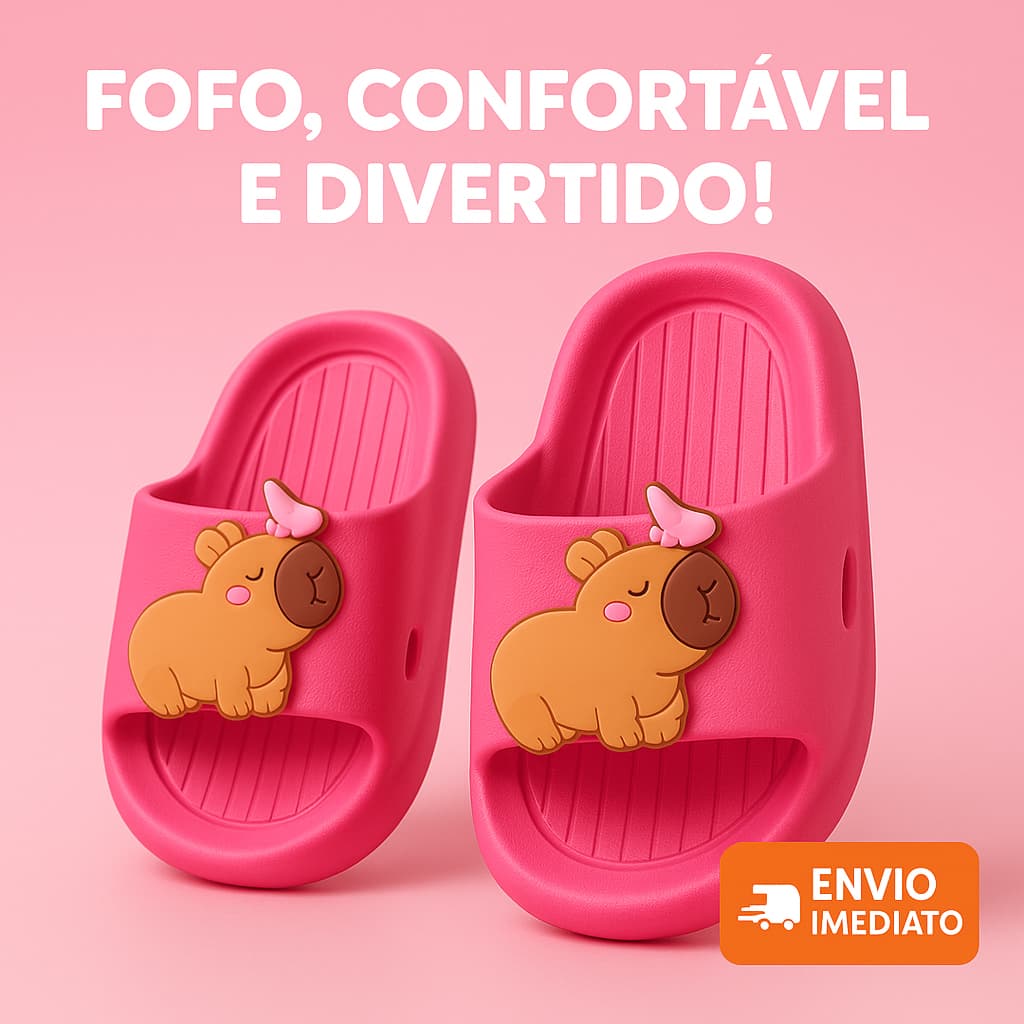 Chinelo Slide Infantil Criança Bebê Capivara Cores Moda Confortável Leve Macio Estilo Antiderrapante Envio Imediato